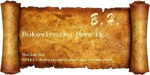 Bukovinszky Henrik névjegykártya